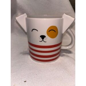 Parker Lane Stoneware Dog Face Mug Red Stripes Cute Kids Children